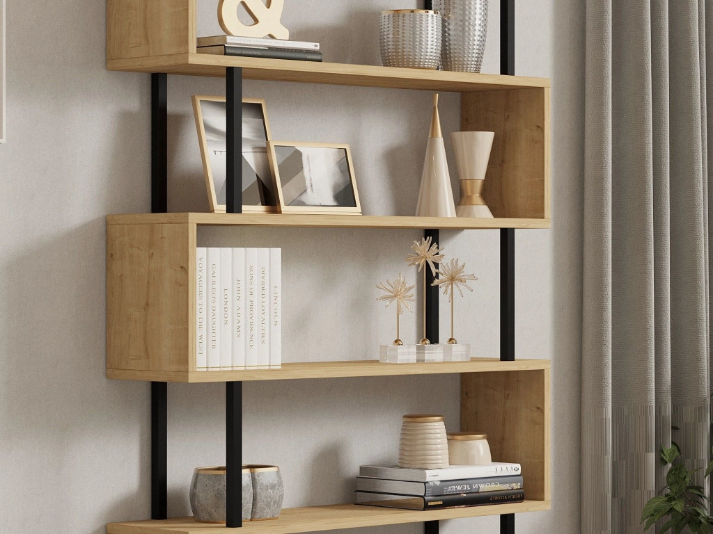 Biblioteca Stio, Libreria 5 Ripiani, 90x22x163h cm Marrone Rovere