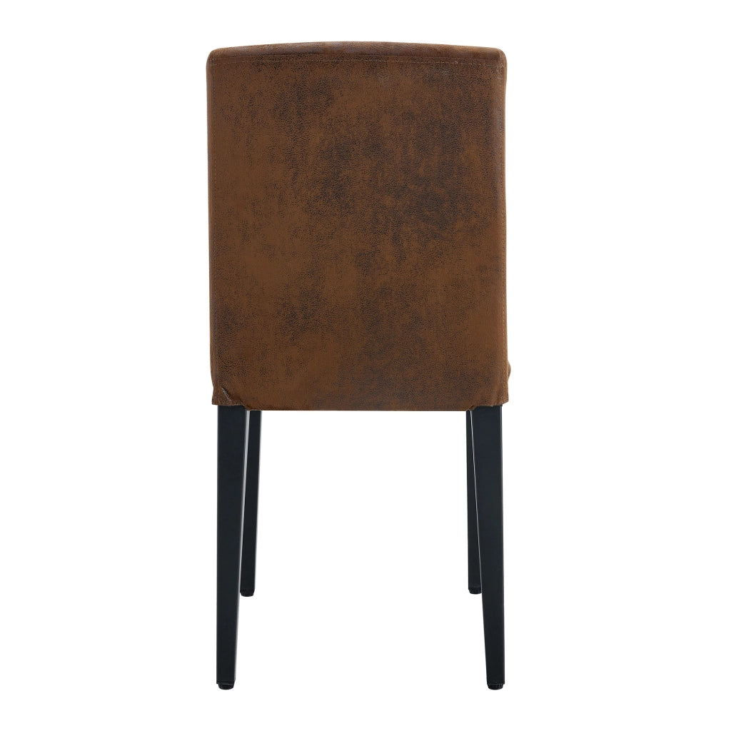 Set di 2 sedie da pranzo moderne in tessuto marrone e metallo nero, stile minimalista