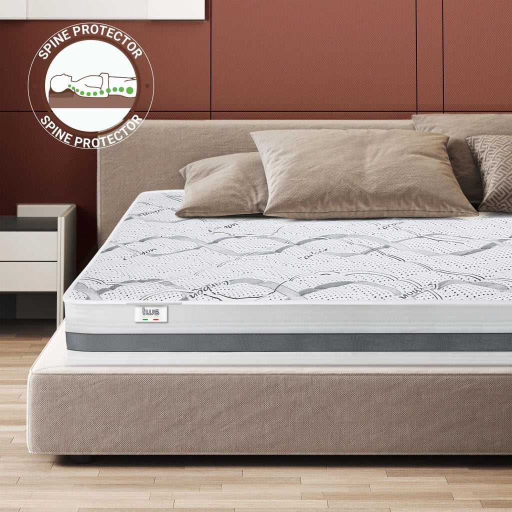 Materasso in Memory Foam Singolo 80x150 Altezza 22 cm | Rigidità media/alta | Tessuto Anallergico e Traspirante | Proprieta' Ortopediche Automodellanti | Prodotto in Italia