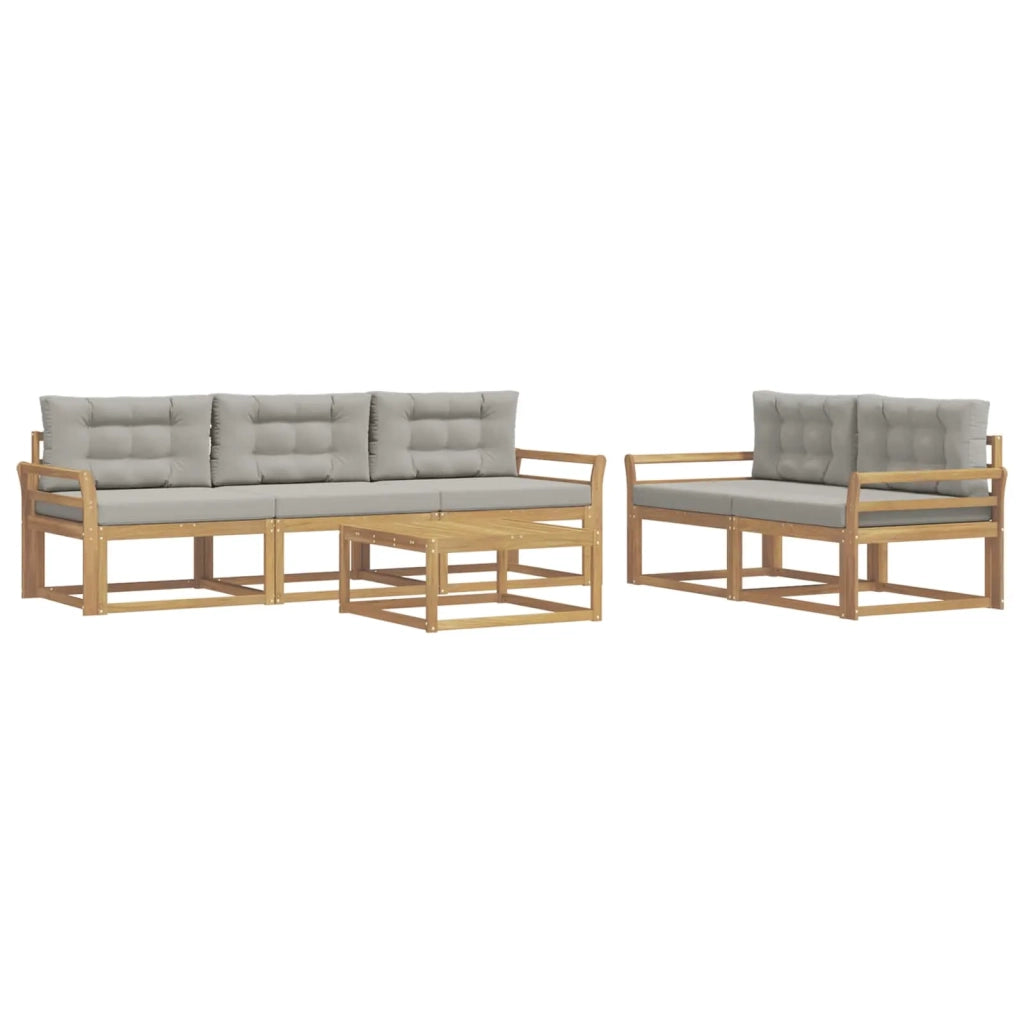 Set di divani da esterno 6 pz Bianco e Grigio Chiaro 3386060