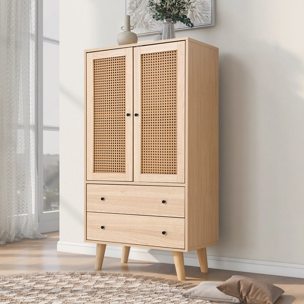 Sideboard moderno 60 cm in rovere con 2 ante e 2 cassetti