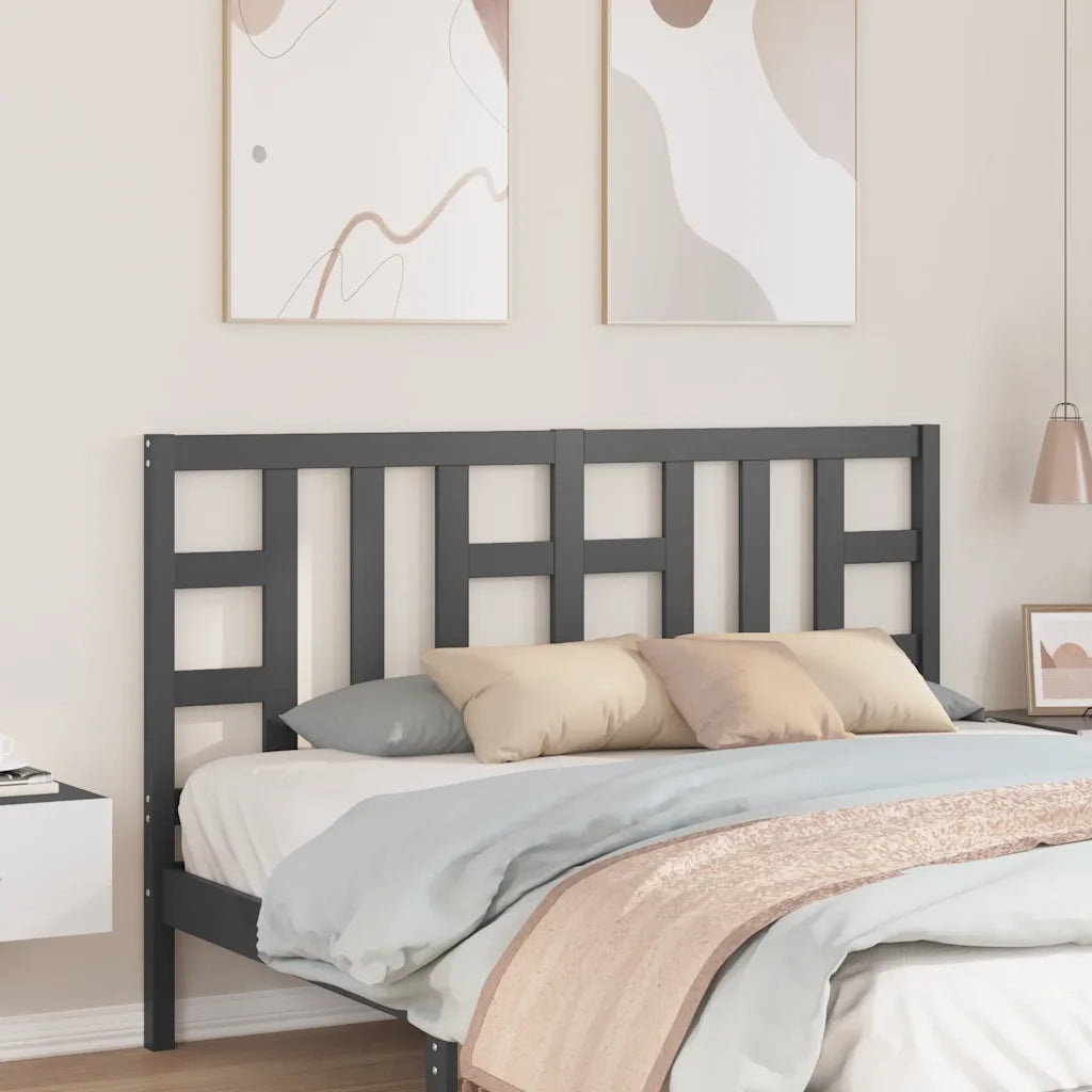 Testiera per Letto-Testata-Testiera Decorativa Grigia 166x4x100cm in Legno Massello di Pino 102754