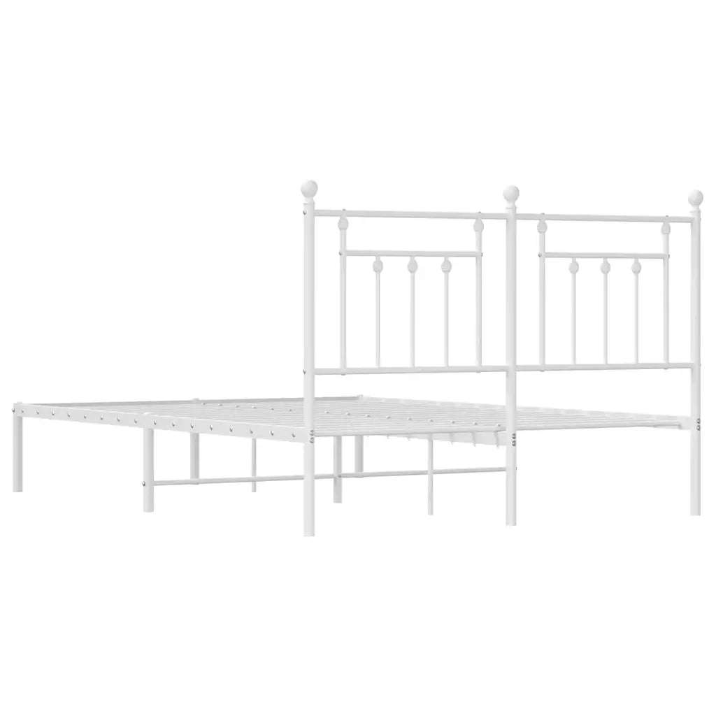 Letto matrimoniale | Letto per adulti | Giroletto con Testiera Metallo Bianco 140x200 cm