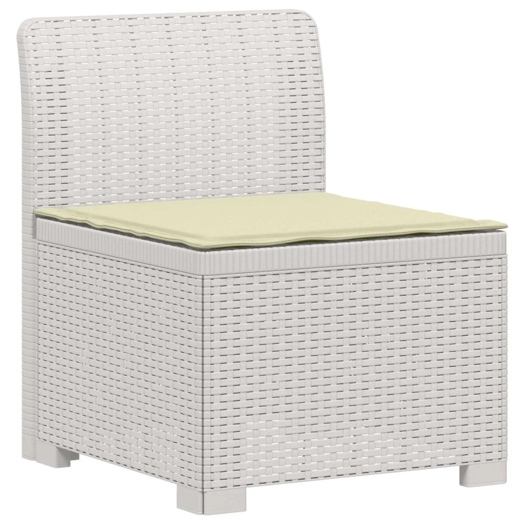 Divano da Giardino 5 Posti con Cuscini Stile Rattan PP Bianco 3444078