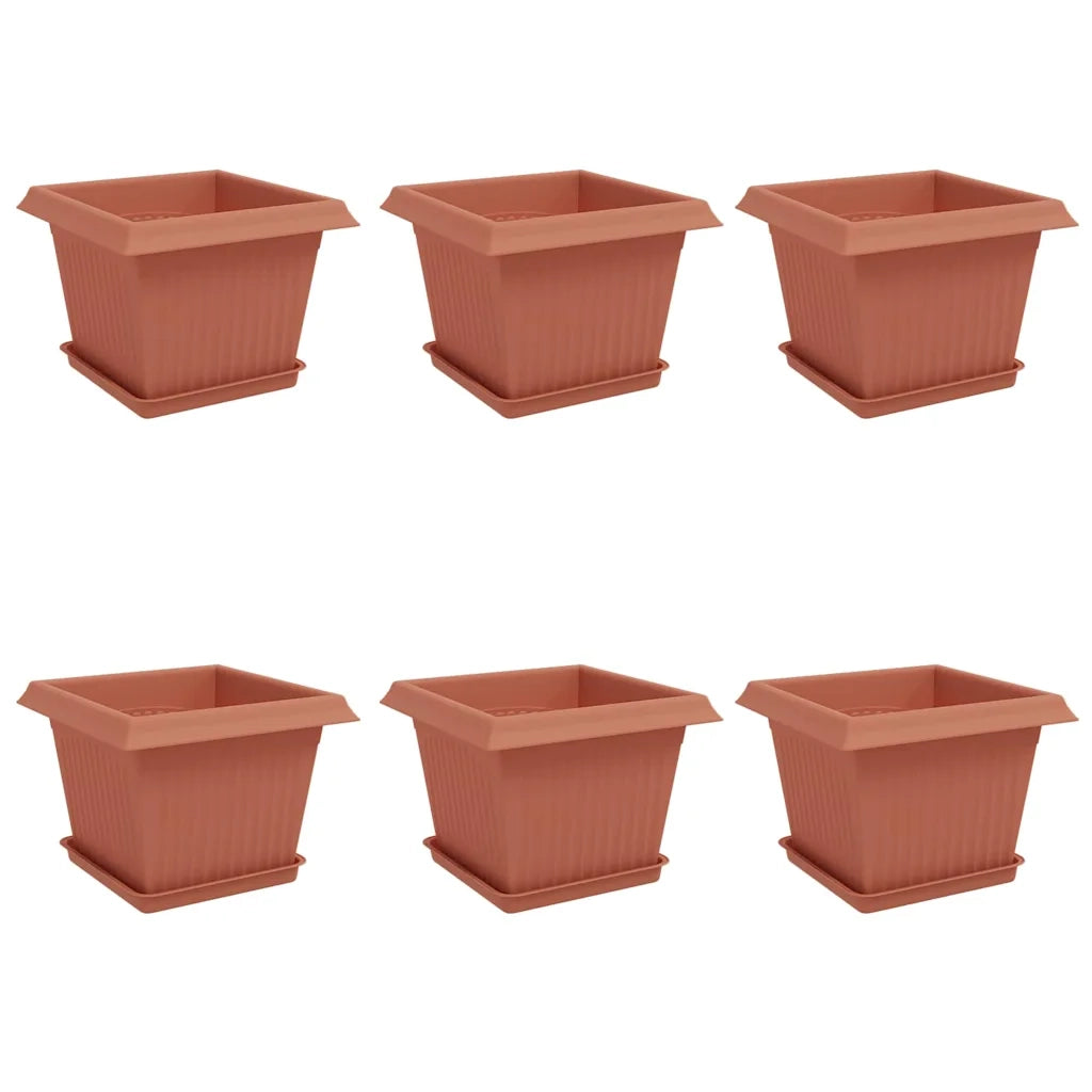 Vasi per Piante 6 pcs Rosso Mattone 23 x 23 x 17,5 cm Plastica 3403292
