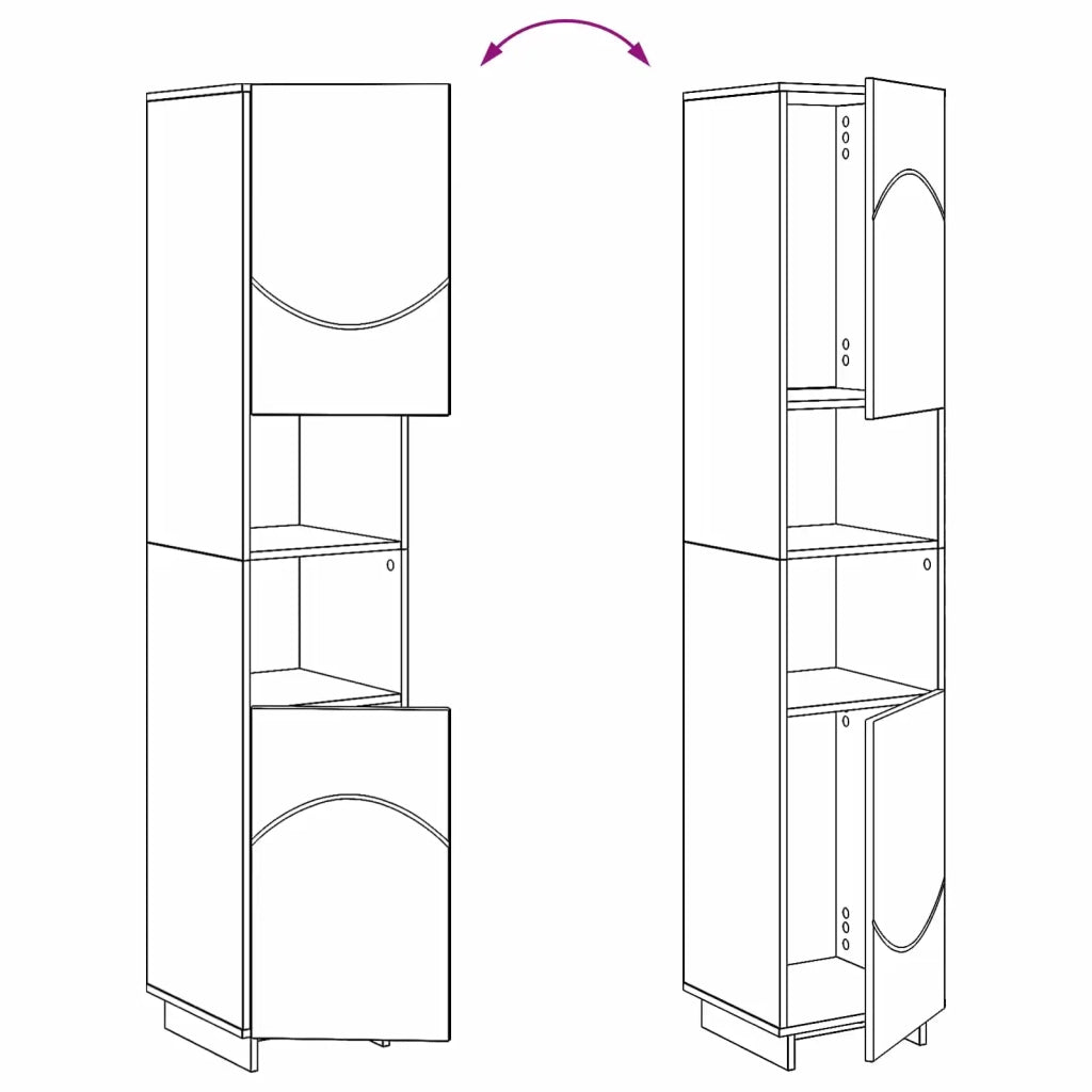 Mobile da bagno Nero 36.5 x 38 x 180 cm Legno ingegnerizzato 8011595