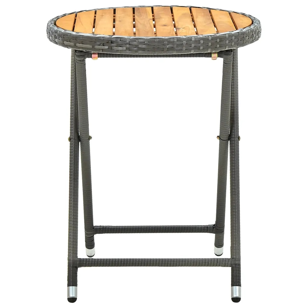 Tavolino da T¨¨-Tavolino da Salotto-Tavolo Grigio 60 cm in Polyrattan e Massello di Acacia