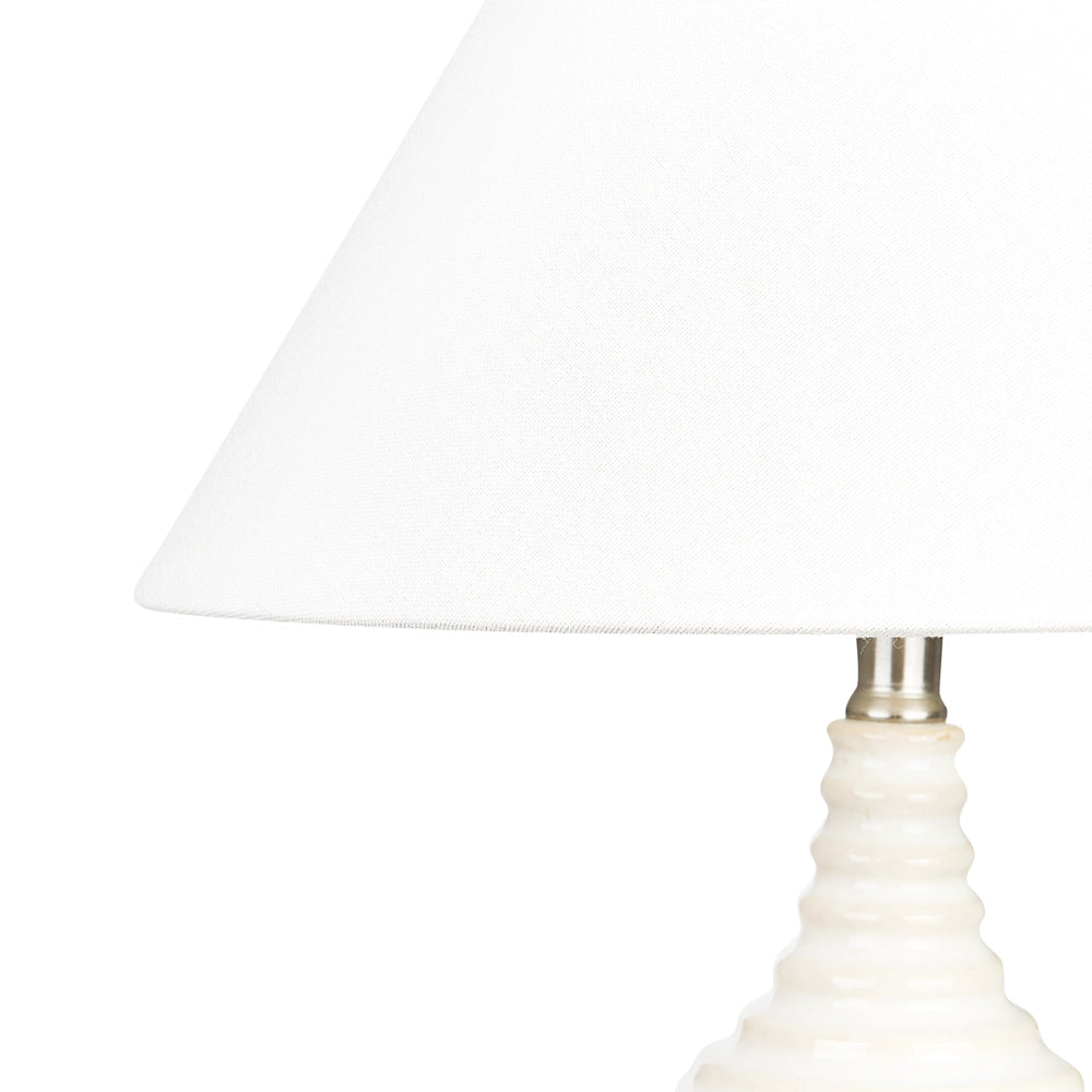 Lampada da tavolo Base in ceramica beige Paralume in tessuto Illuminazione d'ambiente Lampada da tavolo da comodino