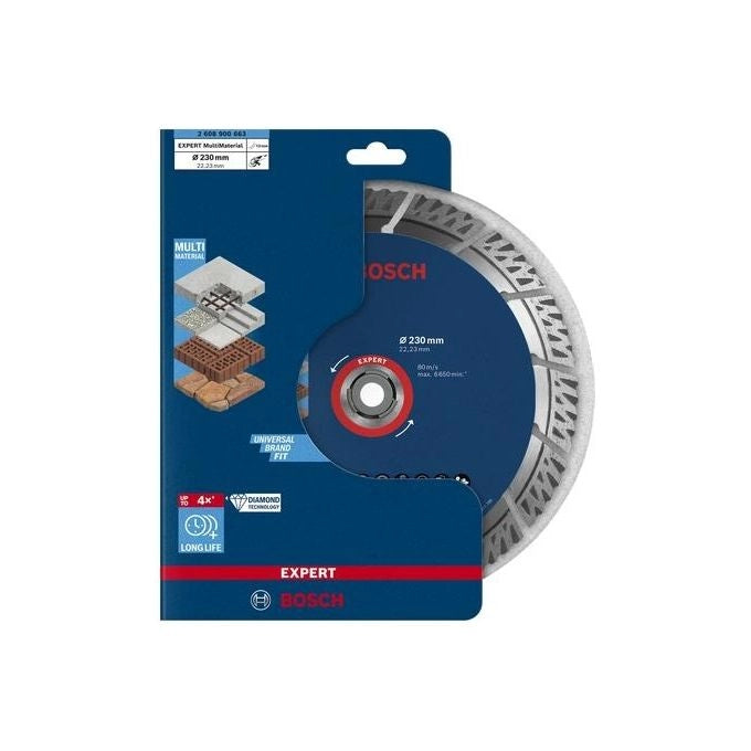 Bosch 2608900661 Expert MultiMaterial Disco Diamantato da Taglio 150 mm foro 22.23 mm spessore 2.4 mm colore Argento