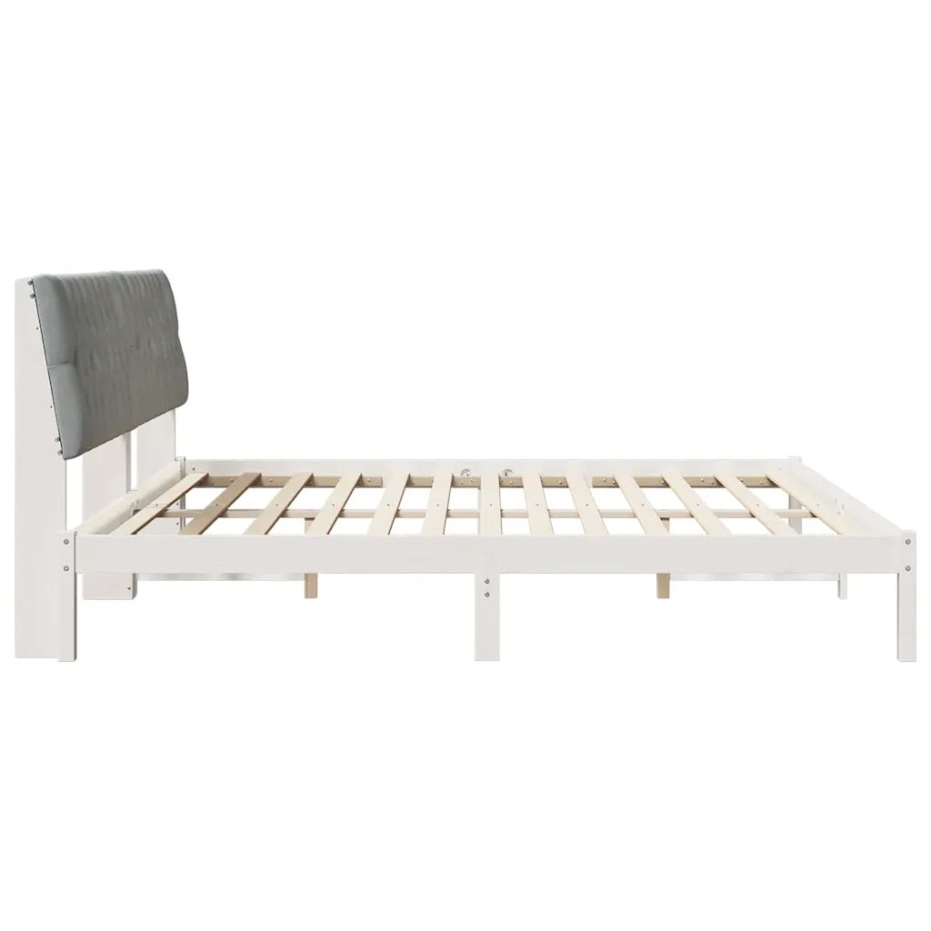 Letto con Testiera Rivestita con testiera Bianco 200 x 200 cm 3394382