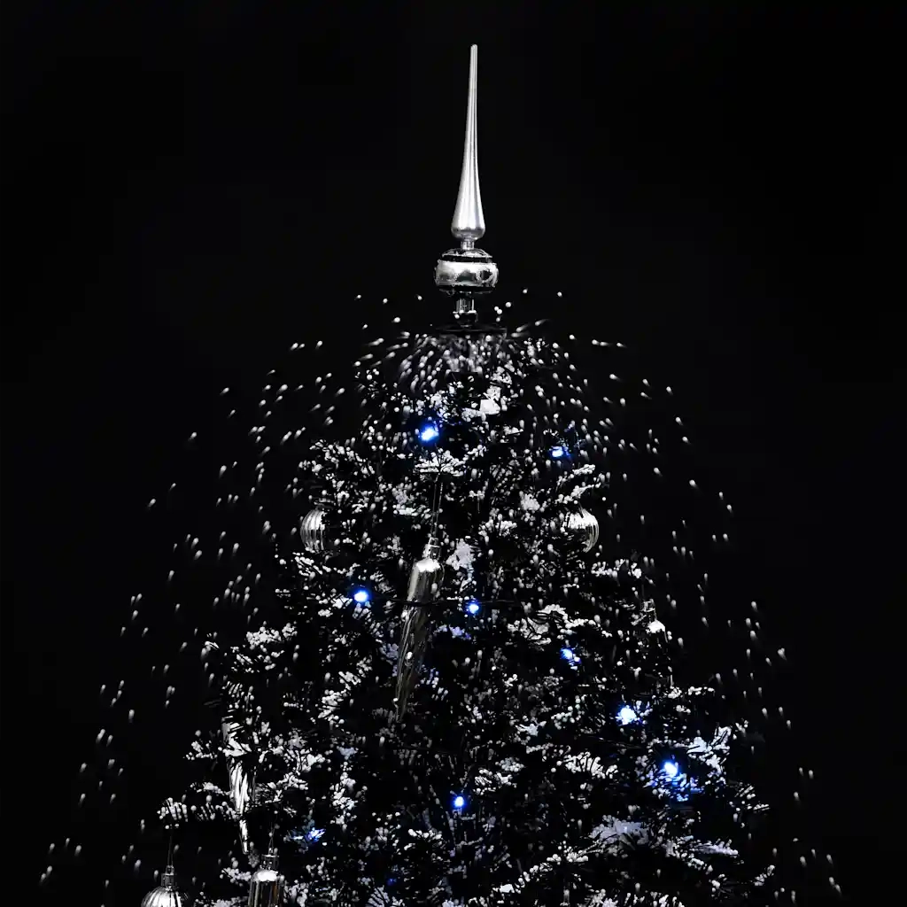 Albero di Natale | Decorazioni natalizie con Nevicata e Base ad Ombrello Nero 170cm PVC