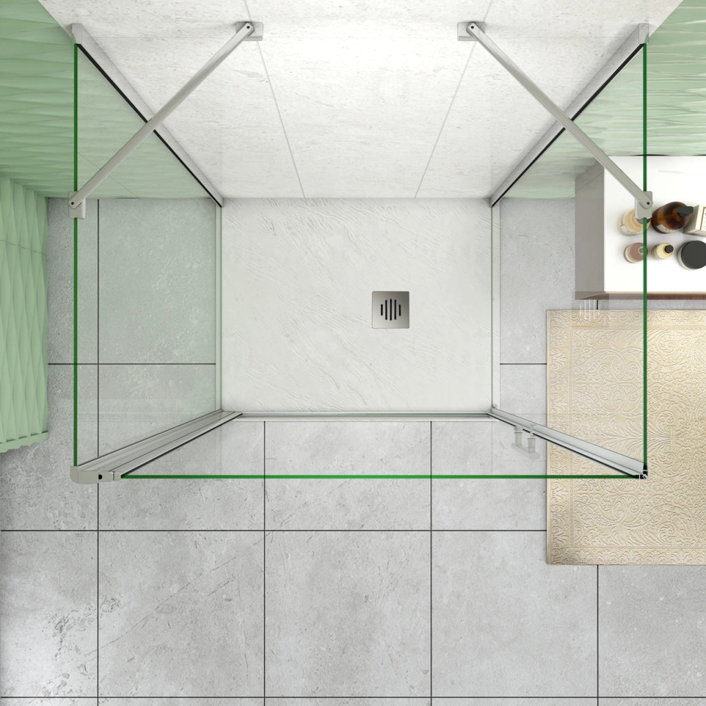 195 cm Box Doccia a Tre Lati Porta Battente 100 cm Due Pareti Fisse 70 cm Vetro 6mm Anticalcare Barra da 45 cm Cromato