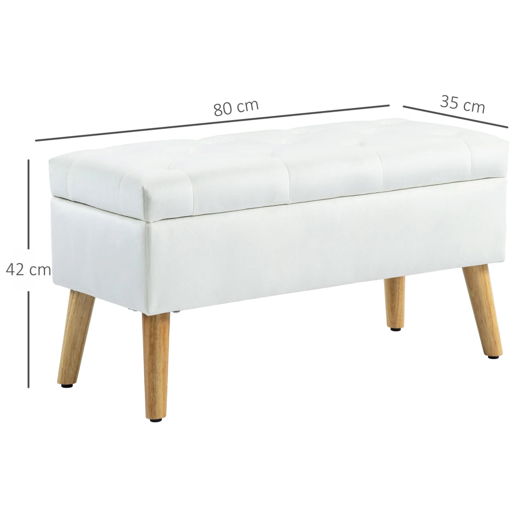 Divano letto imbottito con cassetti ¨C Zephmum ¨C Tessuto velluto bianco 80x35x42