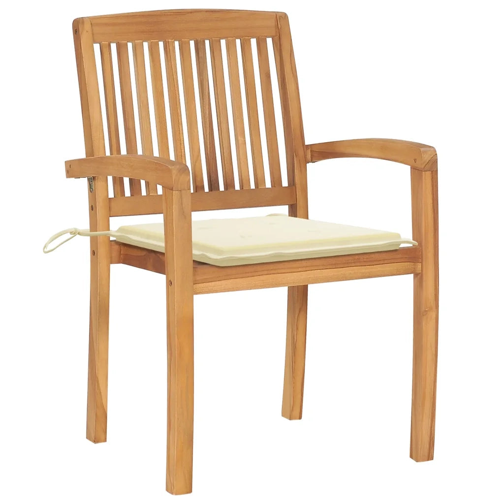 Sedie da Giardino Impilabili 8 pz con Cuscini Massello di Teak 3073242