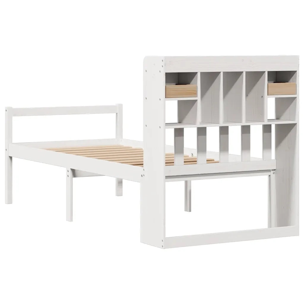 Letto con Libreria senza Materasso-Struttura Letto con contenitore 75x190 cm in Legno Pino 540566