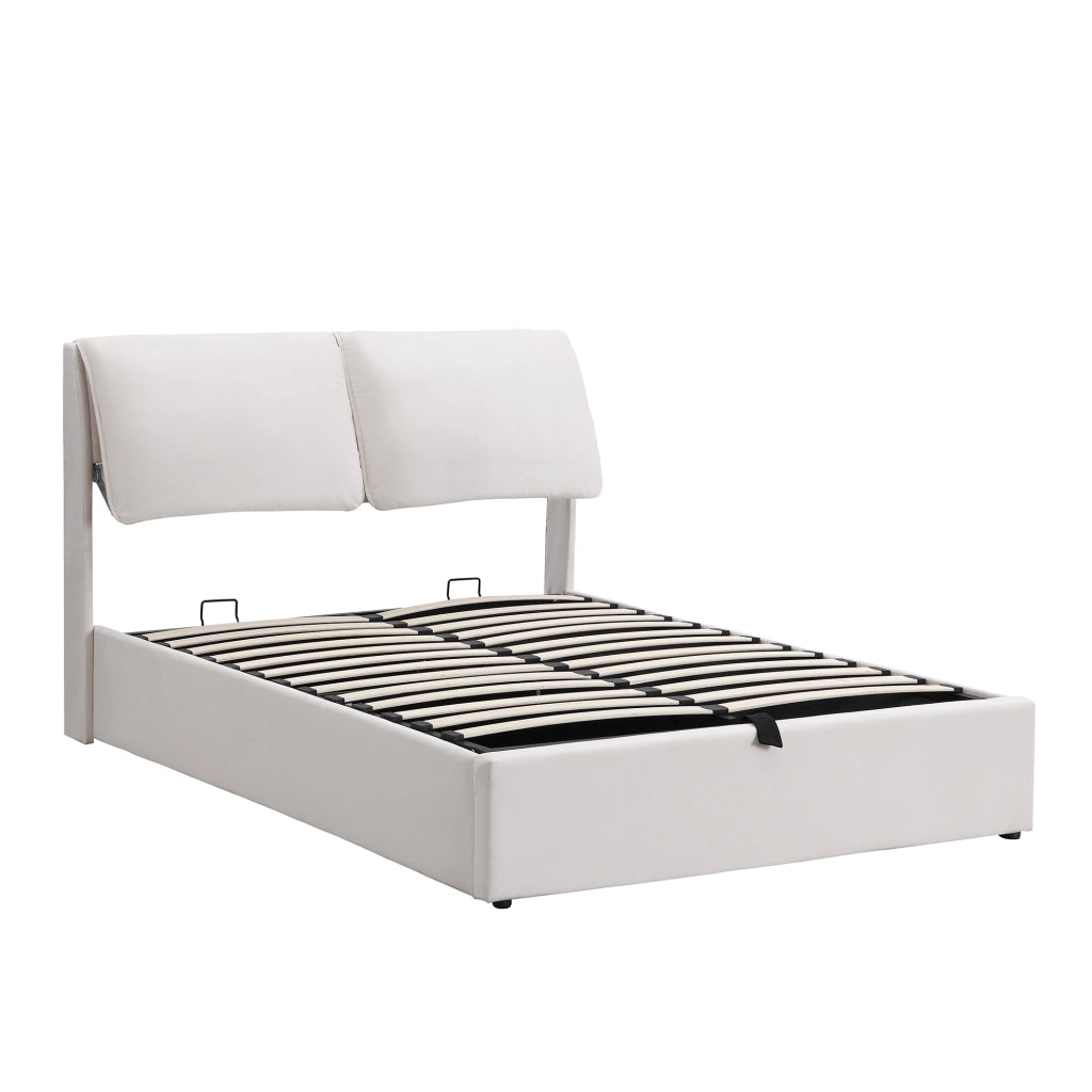 letto imbottito velluto beige 140 x 200 cm