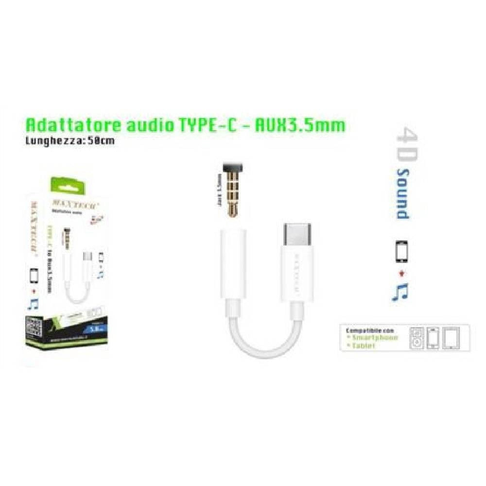 Trade Shop - Adattatore Audio Type-c A Aux Jack 3,5mm Per Smartphone Tablet Maxtech Ad-tc01 -