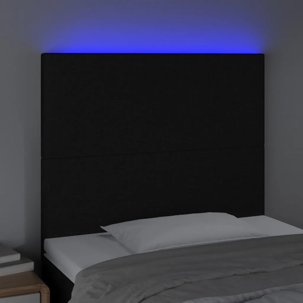 Testiera a LED Nera 80x5x118/128 cm in Tessuto 3122120