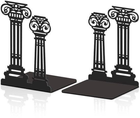 Sostegni Librari in Metallo - 2 Pezzi - Sostegni Librari Stabili - Decorazione - Design Colonna Romana - 135 mm Larghezza