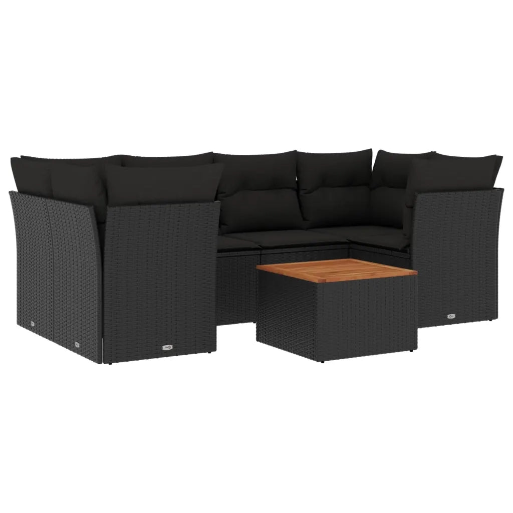 Set Divani da Giardino con Cuscini 7pz Nero Polyrattan 3255824