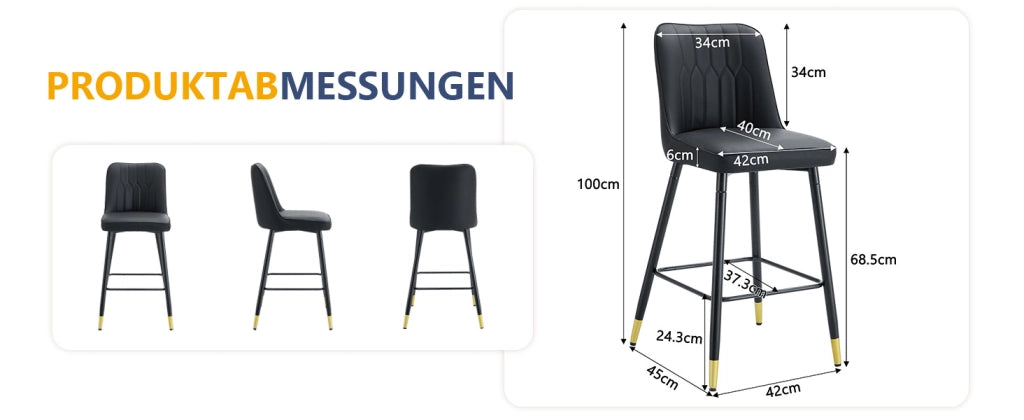 Set di 2 sgabelli da bar, alti 100 cm, in similpelle nera con struttura in metallo nero e comodo poggiapiedi. Disponibili in diversi colori: la scelta