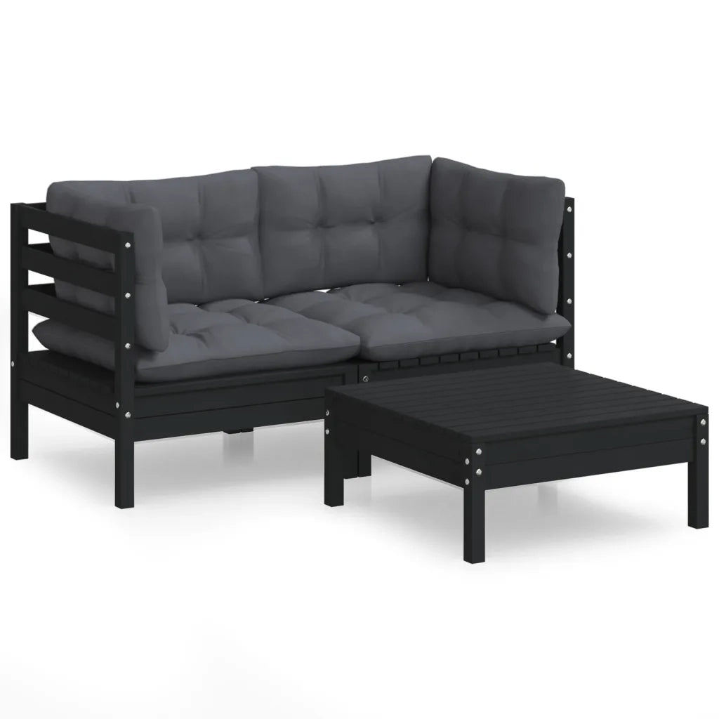 Set Divani da Giardino 3 pz | Set Salotto da Giardino con Cuscini Legno Massello di Pino