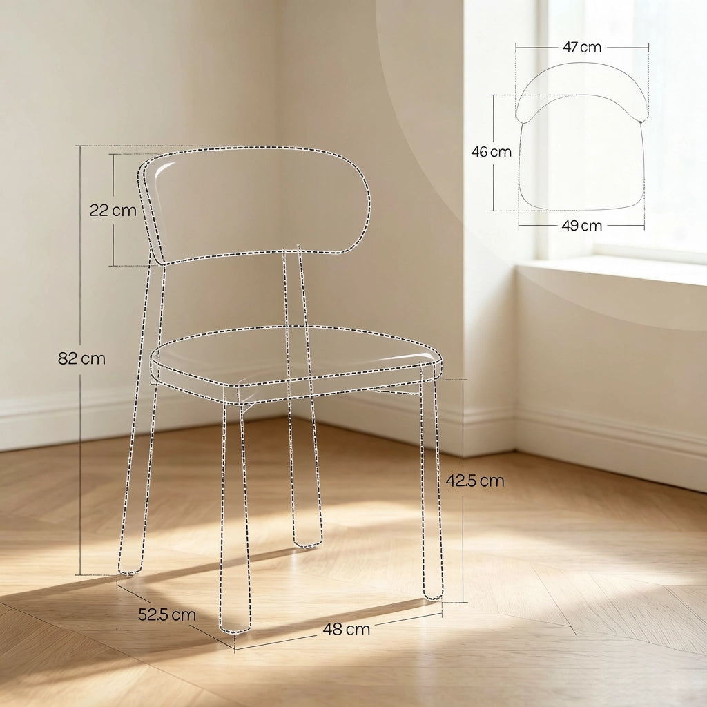 Sedia da pranzo Set da 2 con Schienale Imbottito Design Ergonomico in Ciniglia Grigio