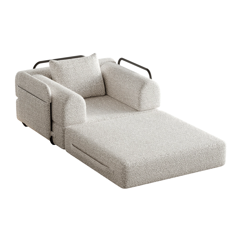 Divano Letto 2 in 1 con Vano Contenitore ¨C MINIMAL ¨C Chenille, Struttura in Metallo