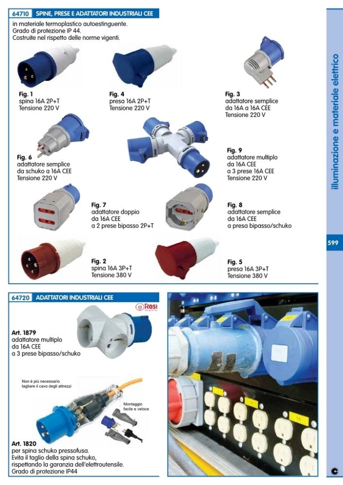 1pz adattatore industriale spina schuko ip44 art.1820 cod:ferx.94496