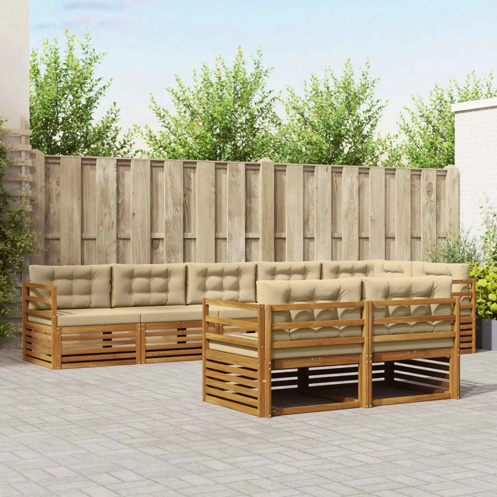 Set di divani da esterno con cuscino 8 pcs Naturale e Beige 3373643