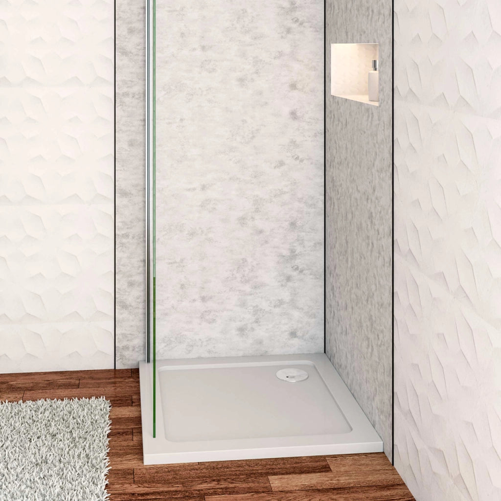 Piatto Doccia 70x70cm Bianco Spessore di 3 cm in Pietra Artificiale e Resina Minerale Mista Piletta Extra Piatta Sottile e Tubo inclusi