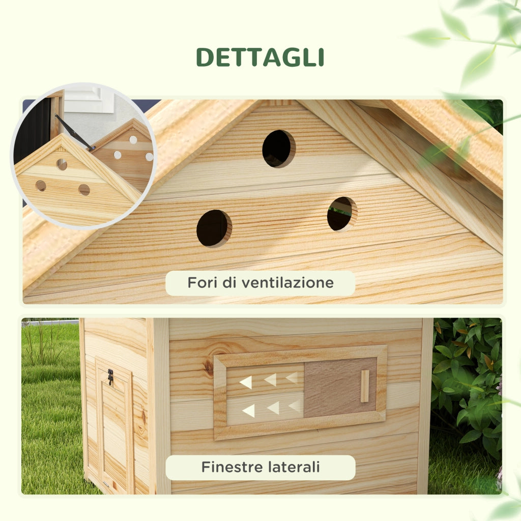 Casetta per Anatre da Esterno 78x90x92 cm con Rampa Fondo Rimovibile e Fori di Ventilazione in Legno
