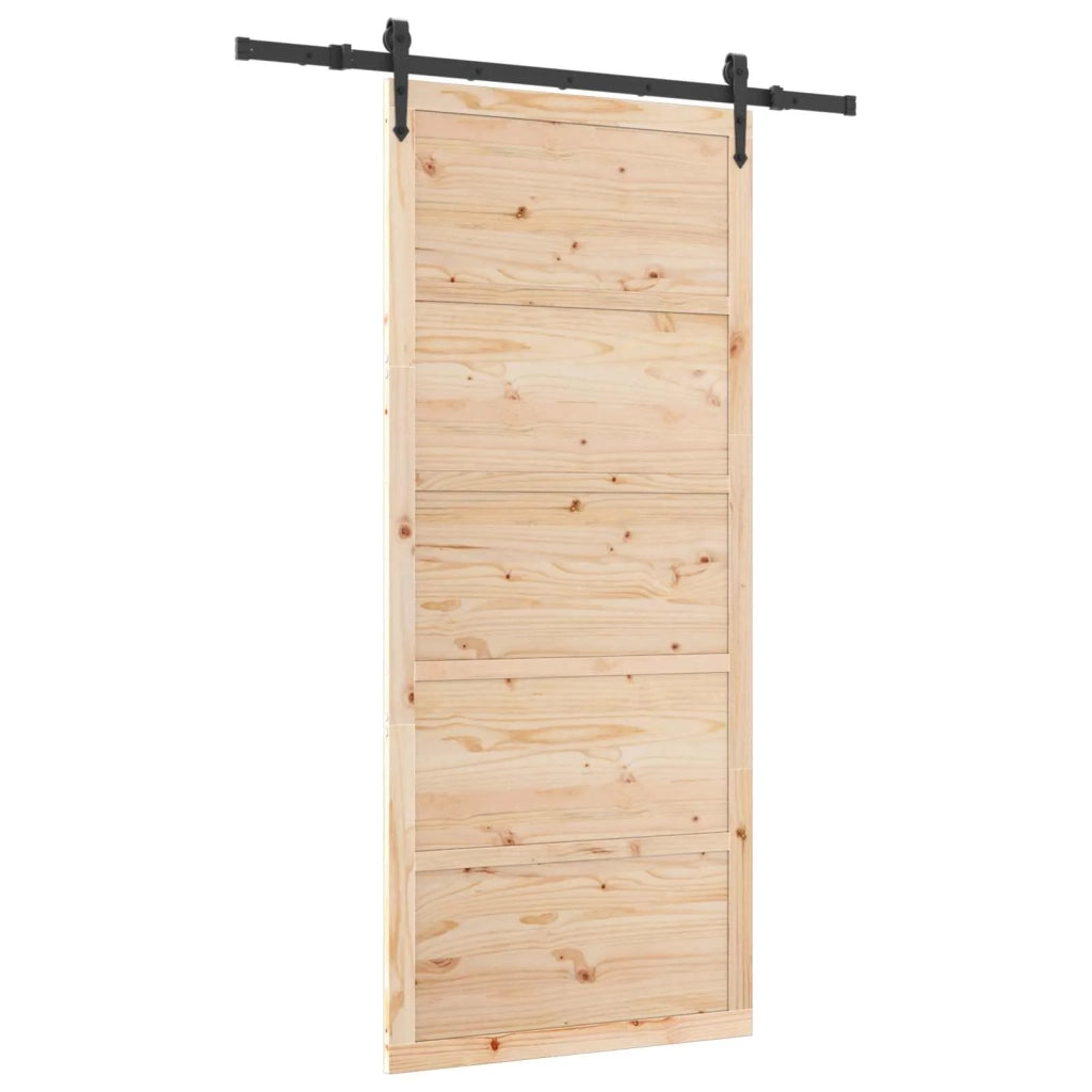 Porta scorrevole Naturale 80 x 208 cm Legno Massello di Pino 3445614