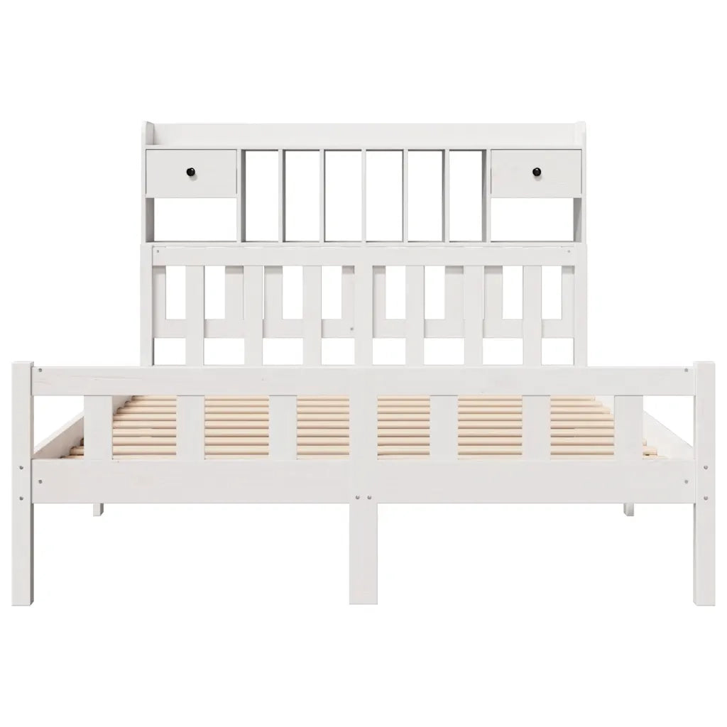 Letto Libreria senza Materasso Bianco 150x200 cm Legno di Pino 3322175