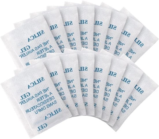 Pacco di 100 sacchetti di silicagel da 3 gram - Resistenti all'olio per la conservazione di alimenti
