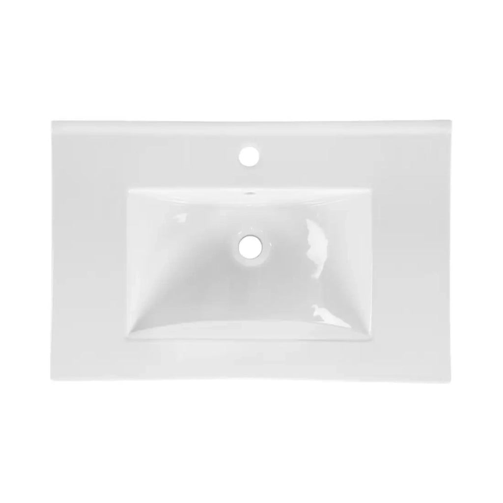 Set da bagno sospeso OSTER 80cm: mobile sotto lavabo con cassetti bianco + lavabo incassato bianco