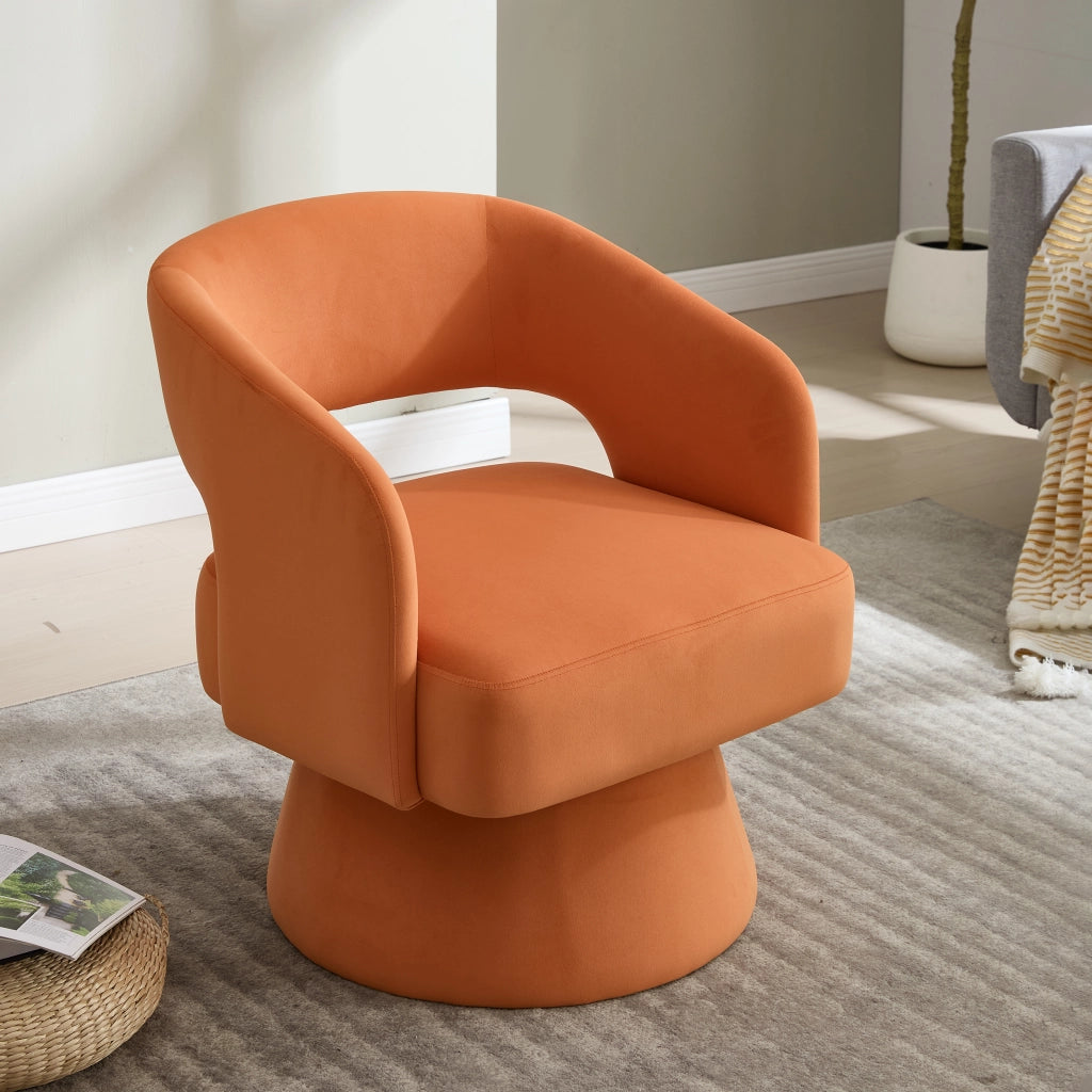 POLTRONA Girevole in Chenille Arancione