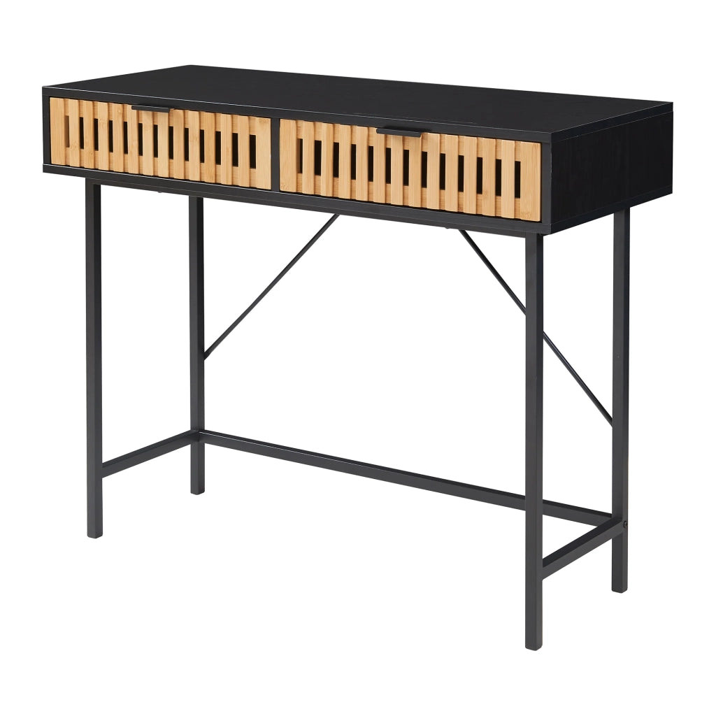 Tavolo consolle 100 x 40 x 75 cm nero naturale 03_0010880