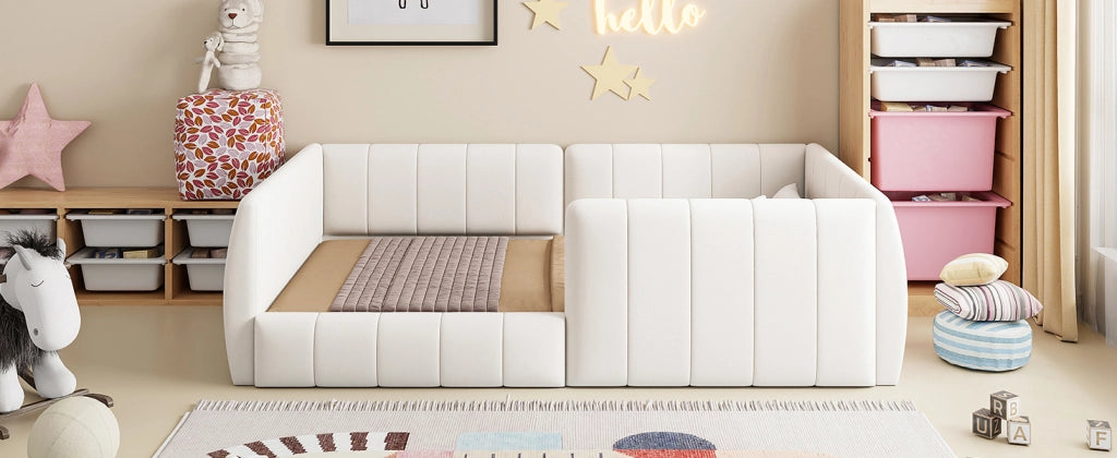 letto a piattaforma imbottito mdf beige 90 x 200 cm