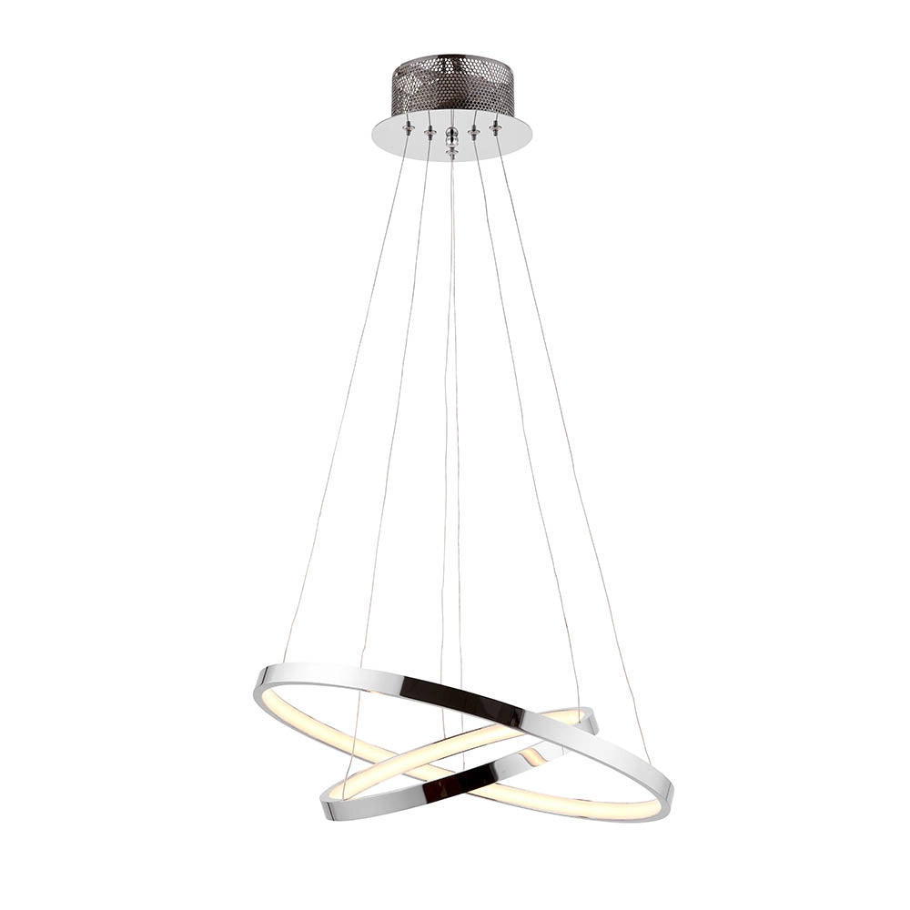 Lampada a sospensione LED anelli cromo 28W Endon KLINE