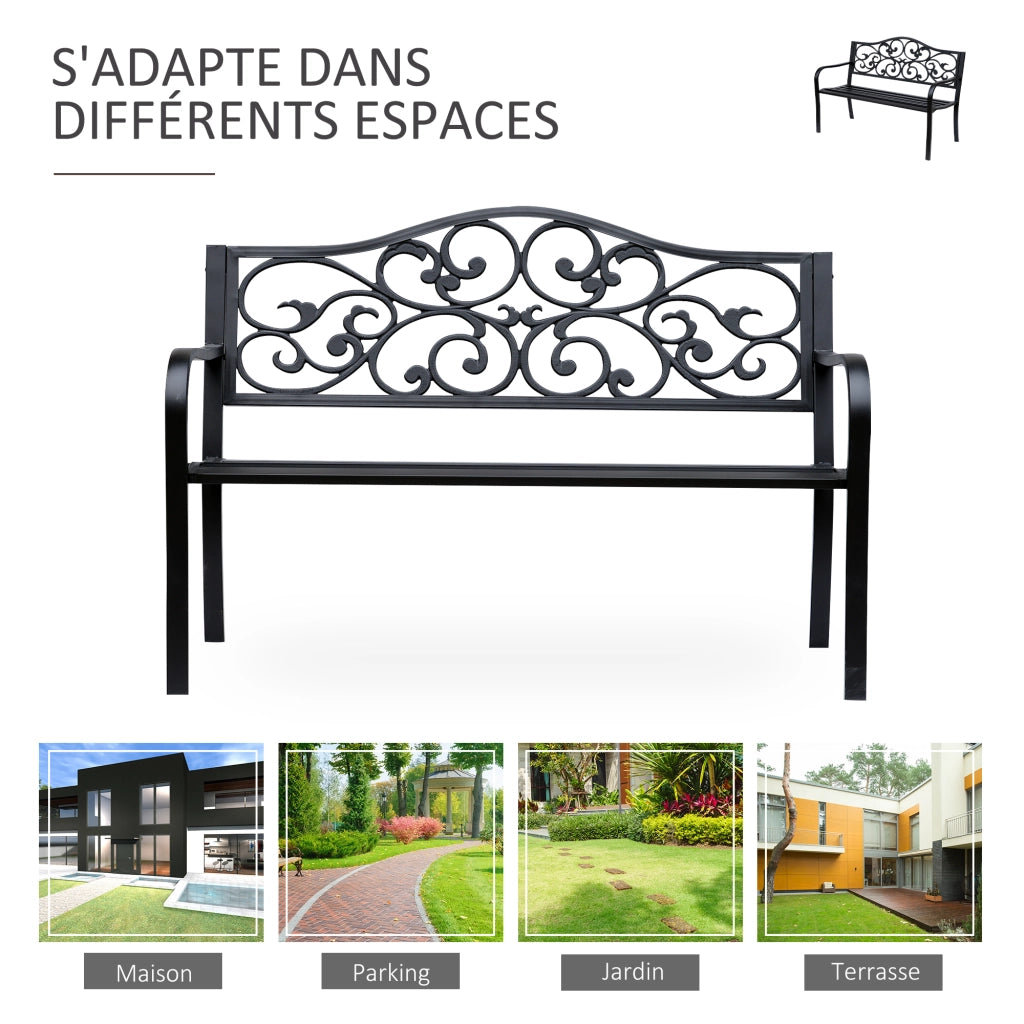 Panchina da giardino 3 posti ¨C Xylo ¨C metallo nero 127x60x85 cm