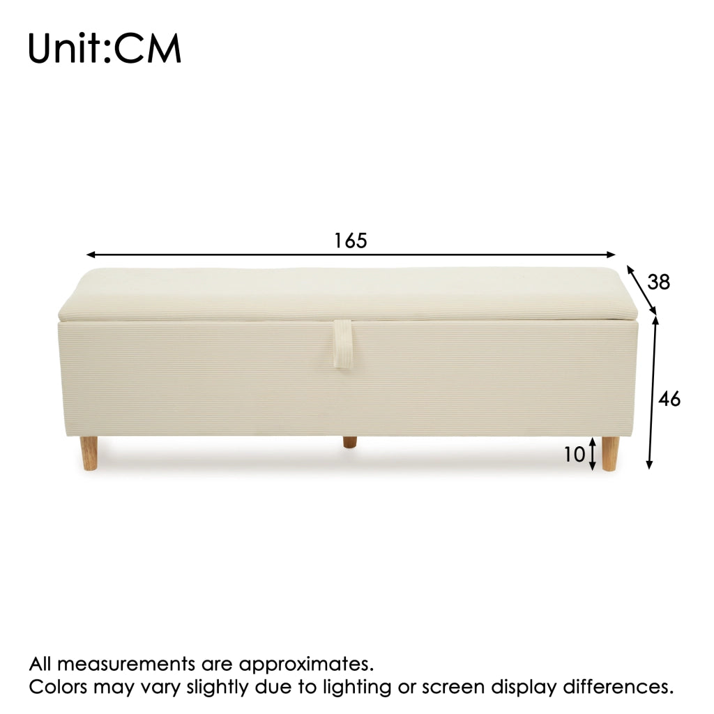 Panca da letto con vano contenitore, 165 x 38 cm, panca imbottita con meccanismo idraulico per il vano contenitore, adatta per camera da letto, soggio