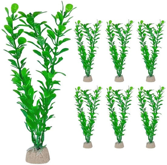 Piante artificiali per acquario - Set di 6 - 20 cm Alto - Decorazione in plastica - Amichevole con l'ambiente - Facile da installare - Decorazione per acquario