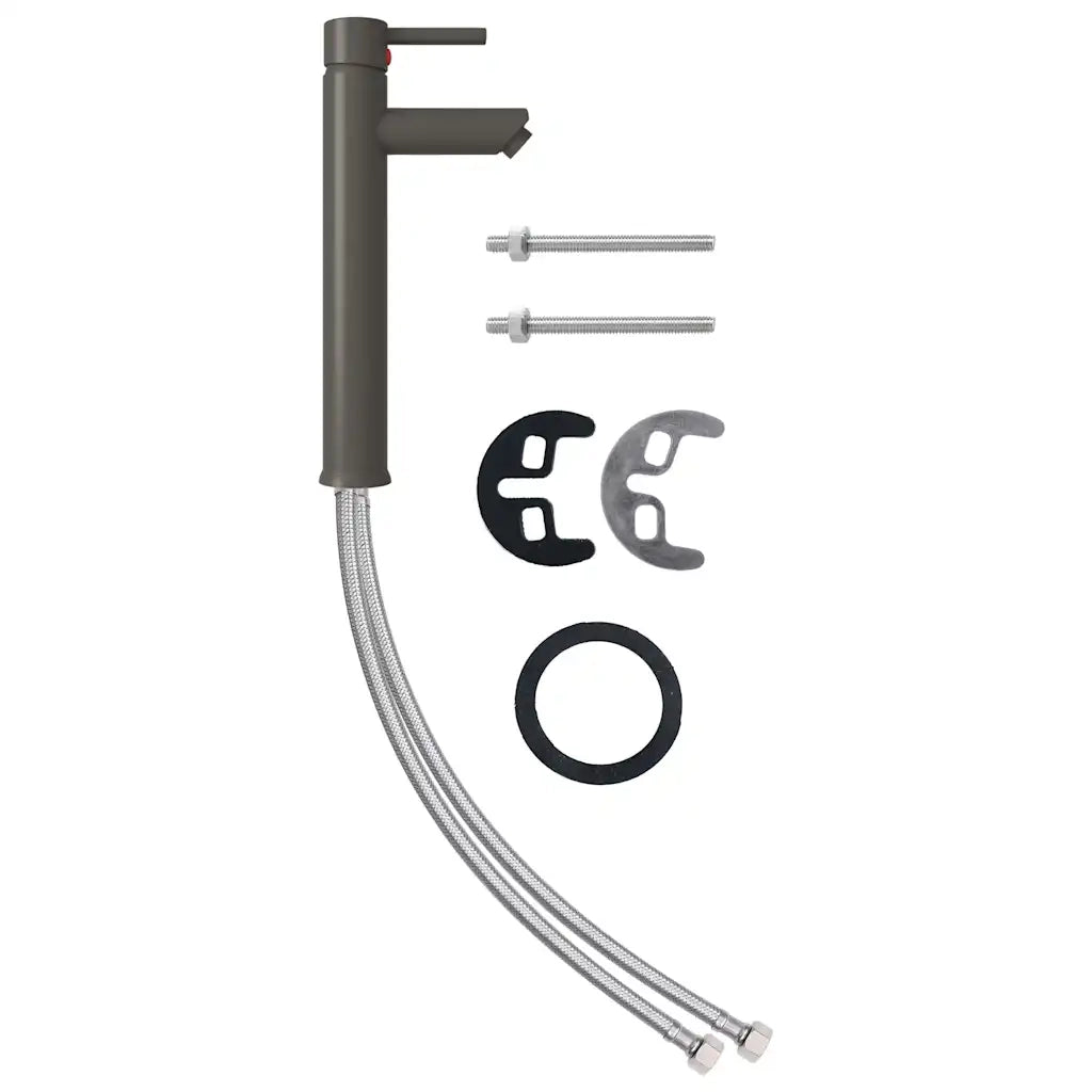 Lavandino con Rubinetto e Piletta-Lavabo-Lavello in Vetro Temperato Satinato 950467