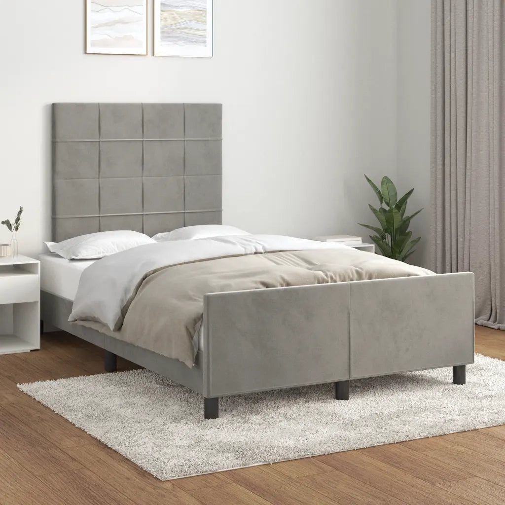 Letto matrimoniale | Letto per adulti | Giroletto senza Materasso Grigio Chiaro 120x190 cm Velluto