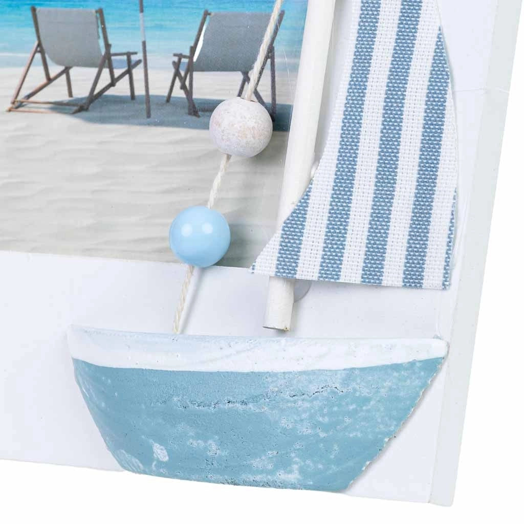 Cornice portafoto in legno blu, 17 x 2,5 x 22 cm
