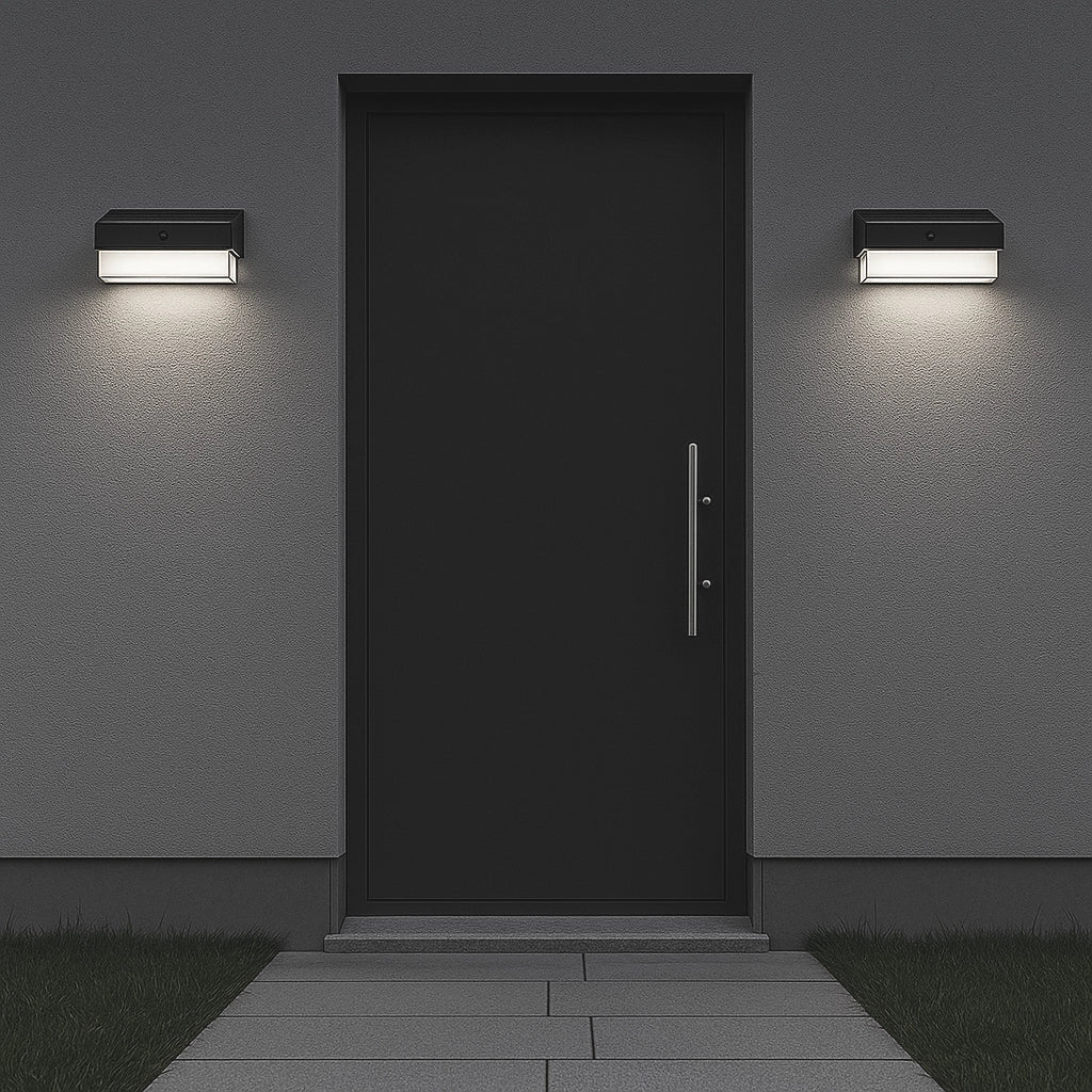 Applique solare LED Lampada da esterno con sensore di movimento IP54 1000lm luce fredda 6000K 3 modalità crepuscolare ricarica solare