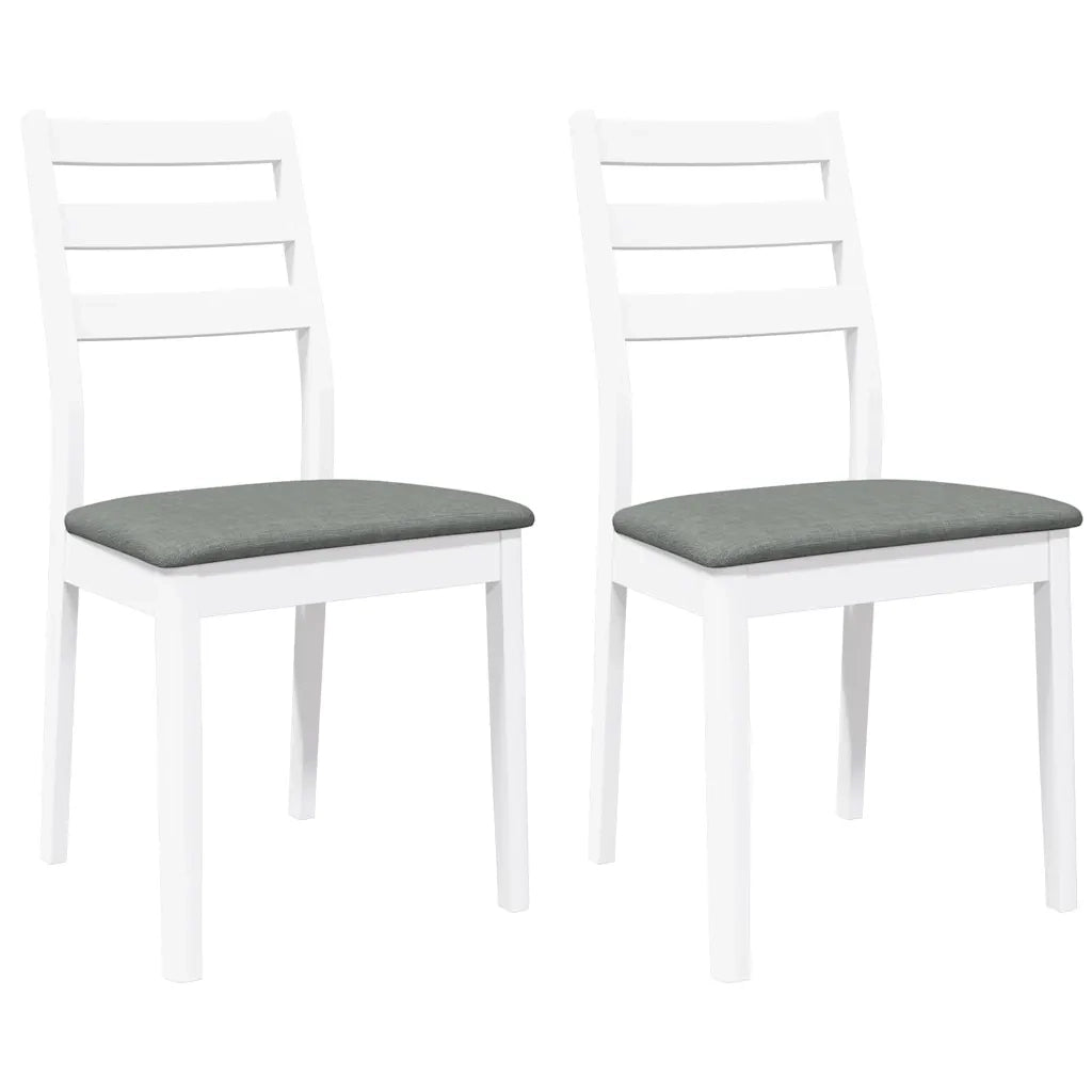 Sedie da Pranzo con Cuscini 2 pz | Sedie da cucina Bianco Legno Massello di Hevea