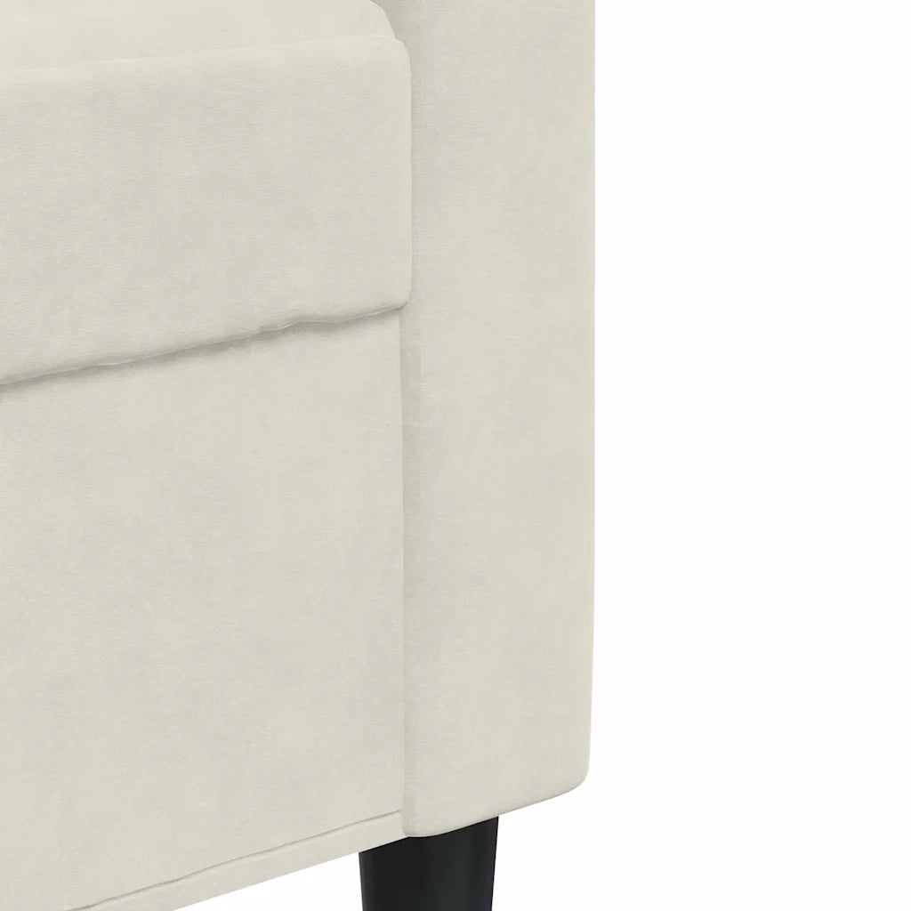 Set di Divani 3 pz con Cuscini Crema in Velluto