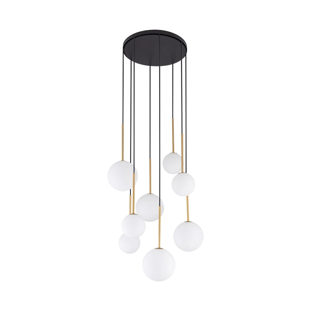 Lampadario Nowodvorski KARO 8 luci sfere bianco nero oro